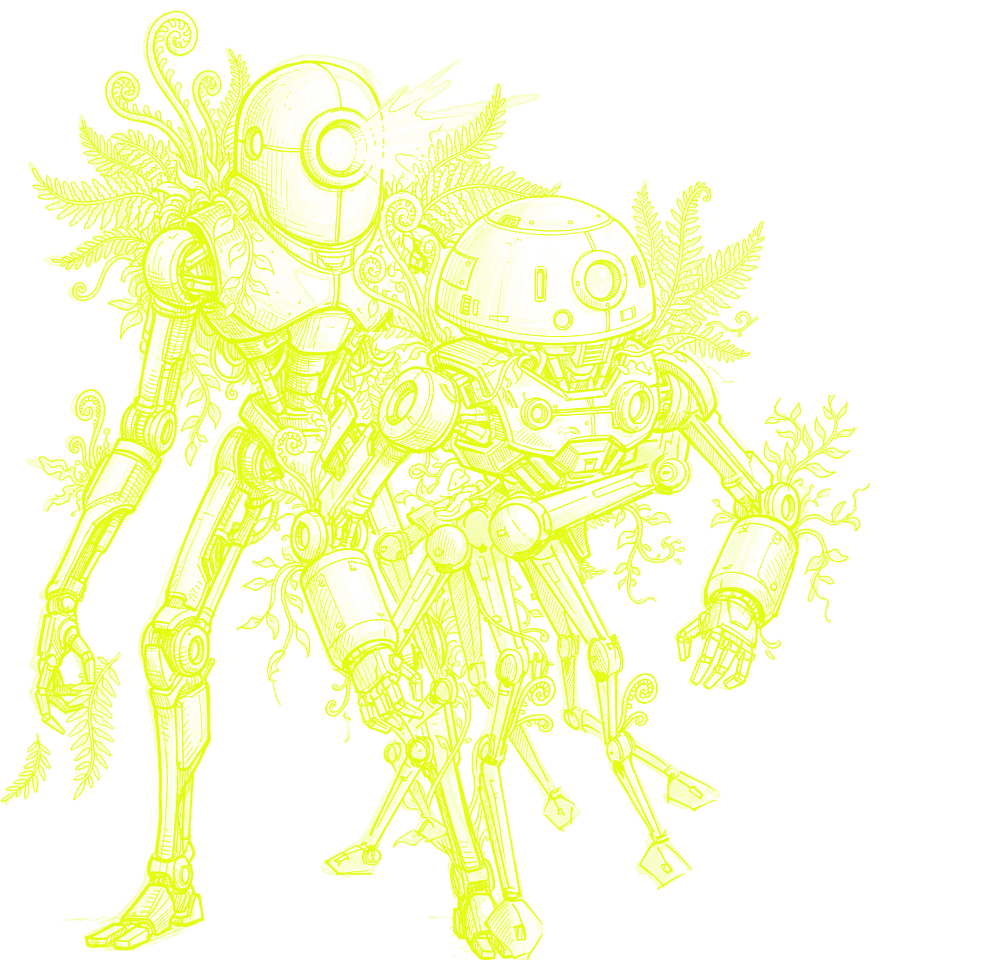 Botanical Acid Citron Robot Duo Outline